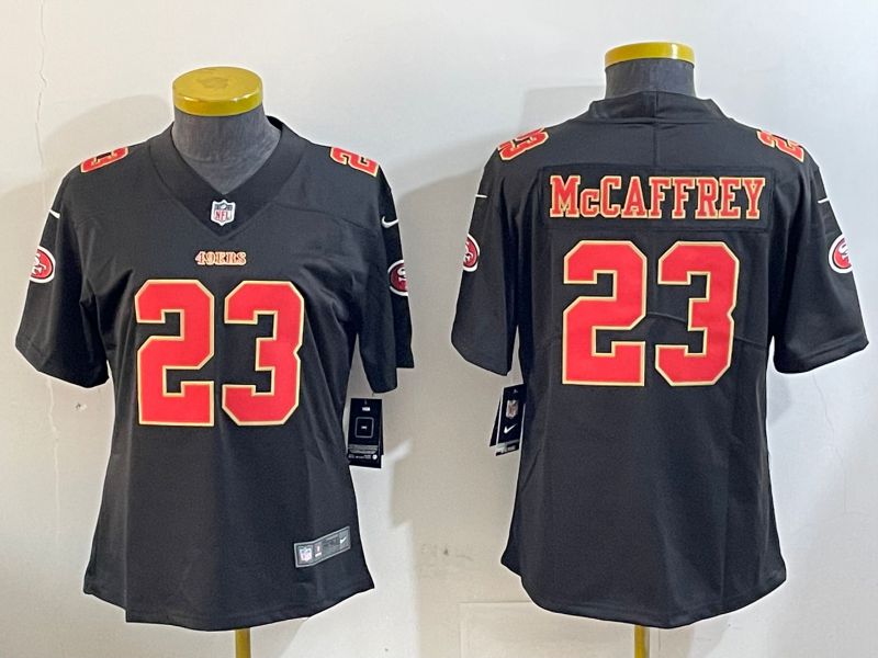 Youth San Francisco 49ers #23 Mccaffrey Black Gold 2024 Nike Vapor Limited NFL Jersey style 1202